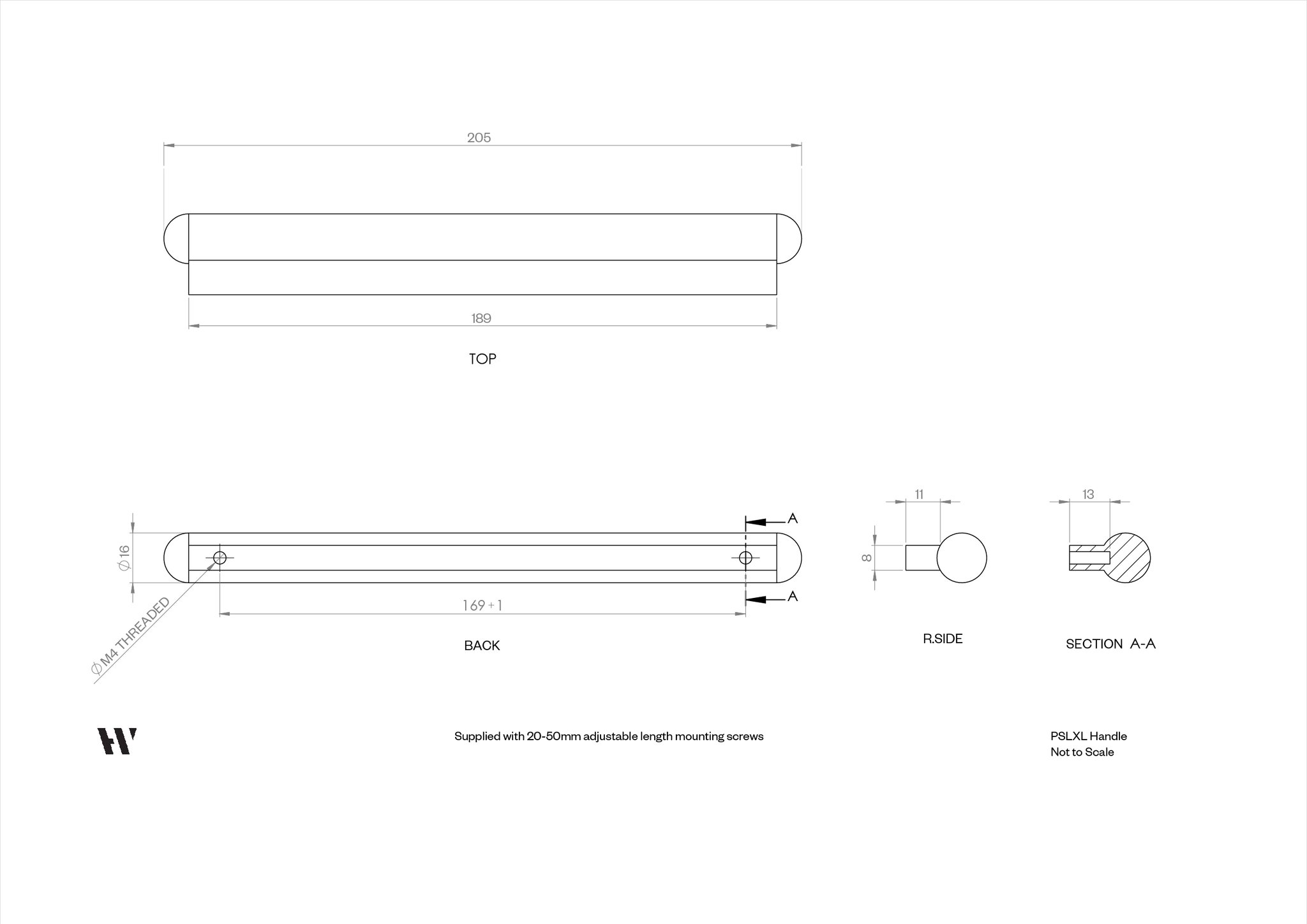 PSL Handle - Aluminium - 93mm
