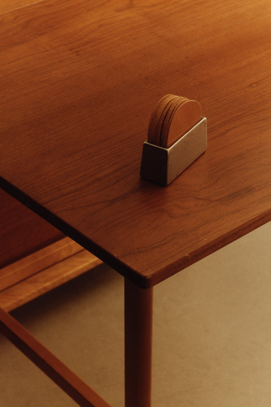 Coaster Holder - Brass - Tan