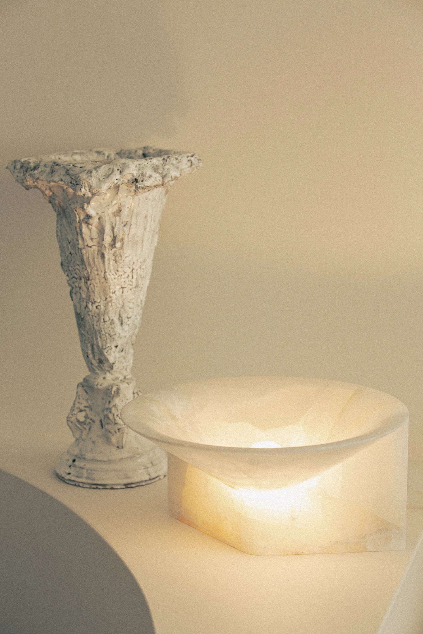 Large Stone Uplight - White Alabaster