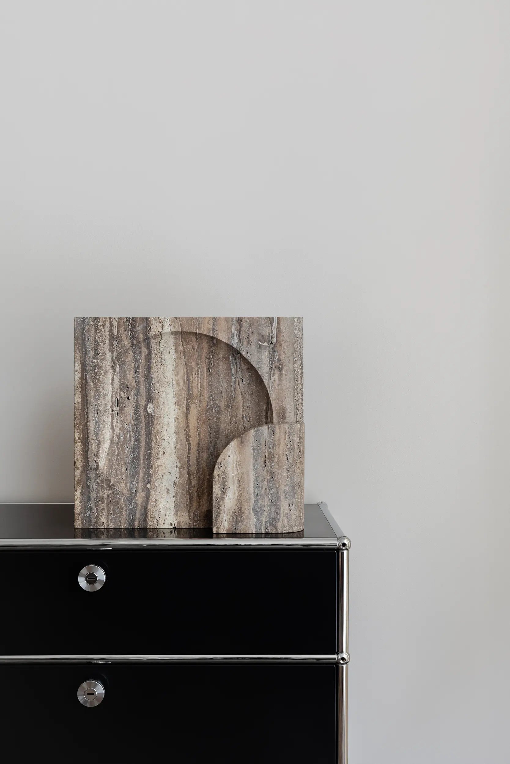 Block Sconce - Black Travertine