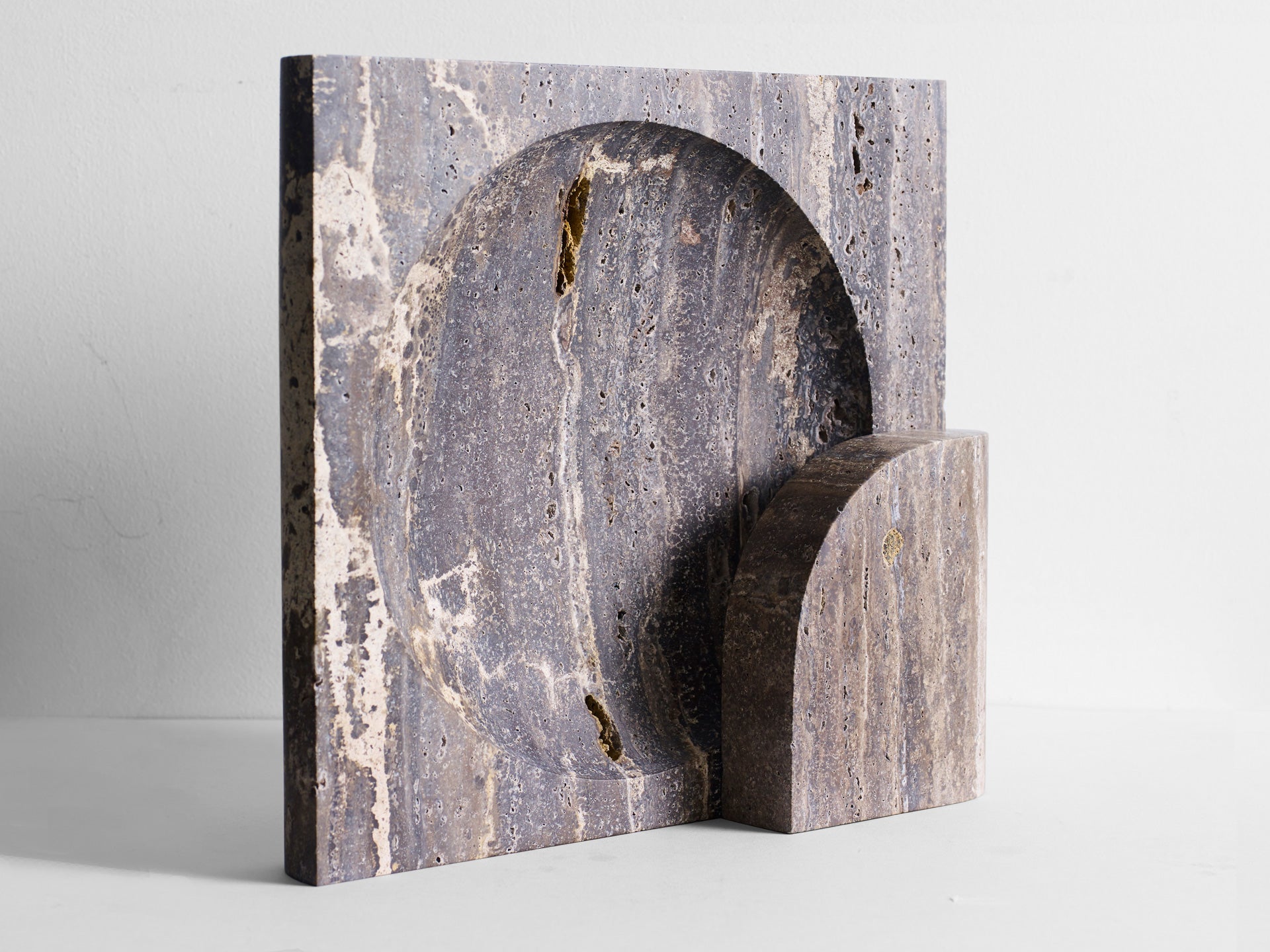 Block Sconce - Black Travertine