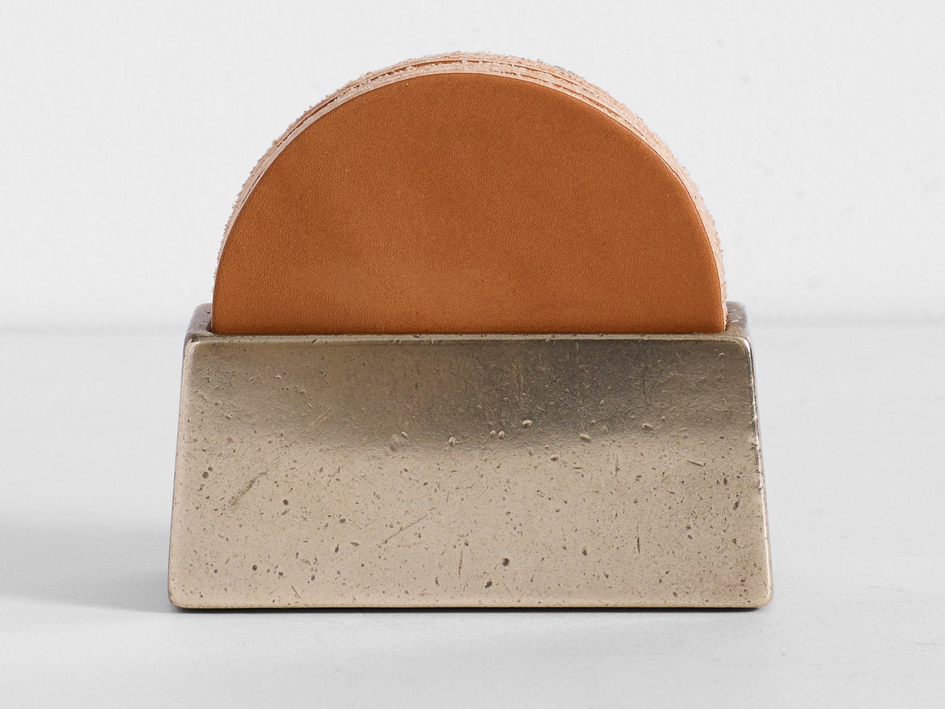 Coaster Holder - Brass - Tan