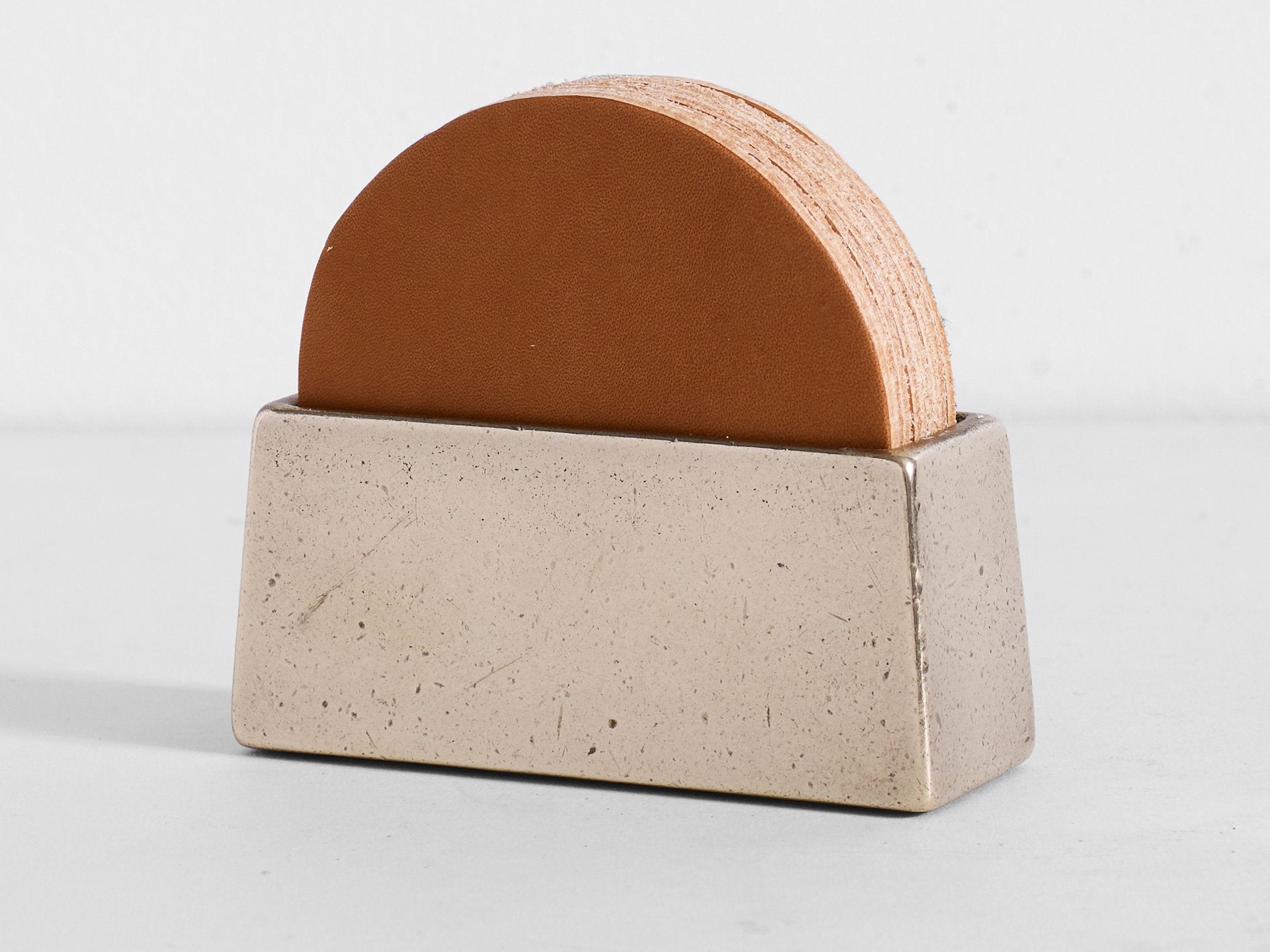 Coaster Holder - Brass - Tan